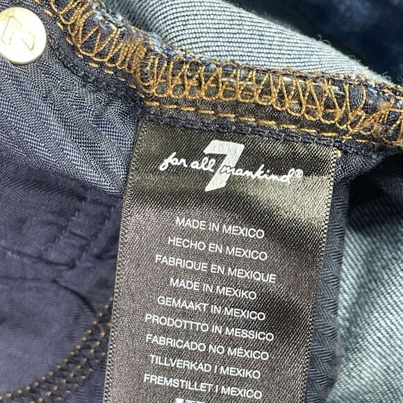 7 For All Mankind Jeans Women’s 31X29 Blue Bootcut Mid-Rise Dark Wash Stretch - Picture 8 of 15